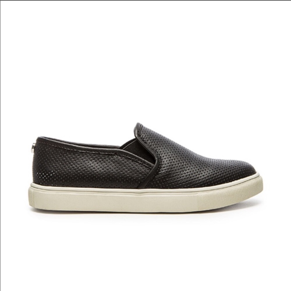 Black Leather Steve Madden Slip Ons